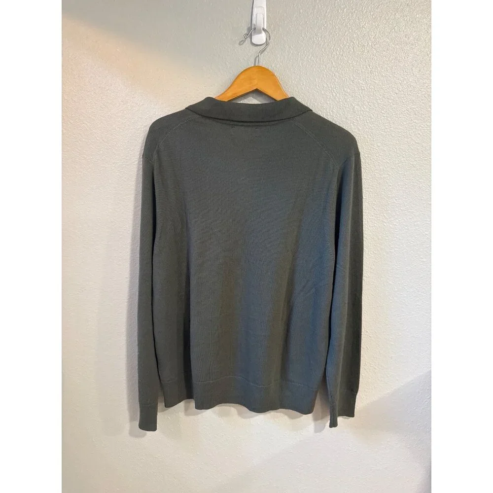 Banana Republic‎ Men's Merino Wool Open Collar Grey Sweater Lg